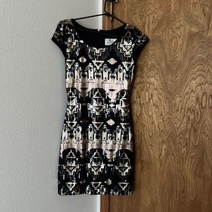 Sequin Aztec pattern gold and black dress